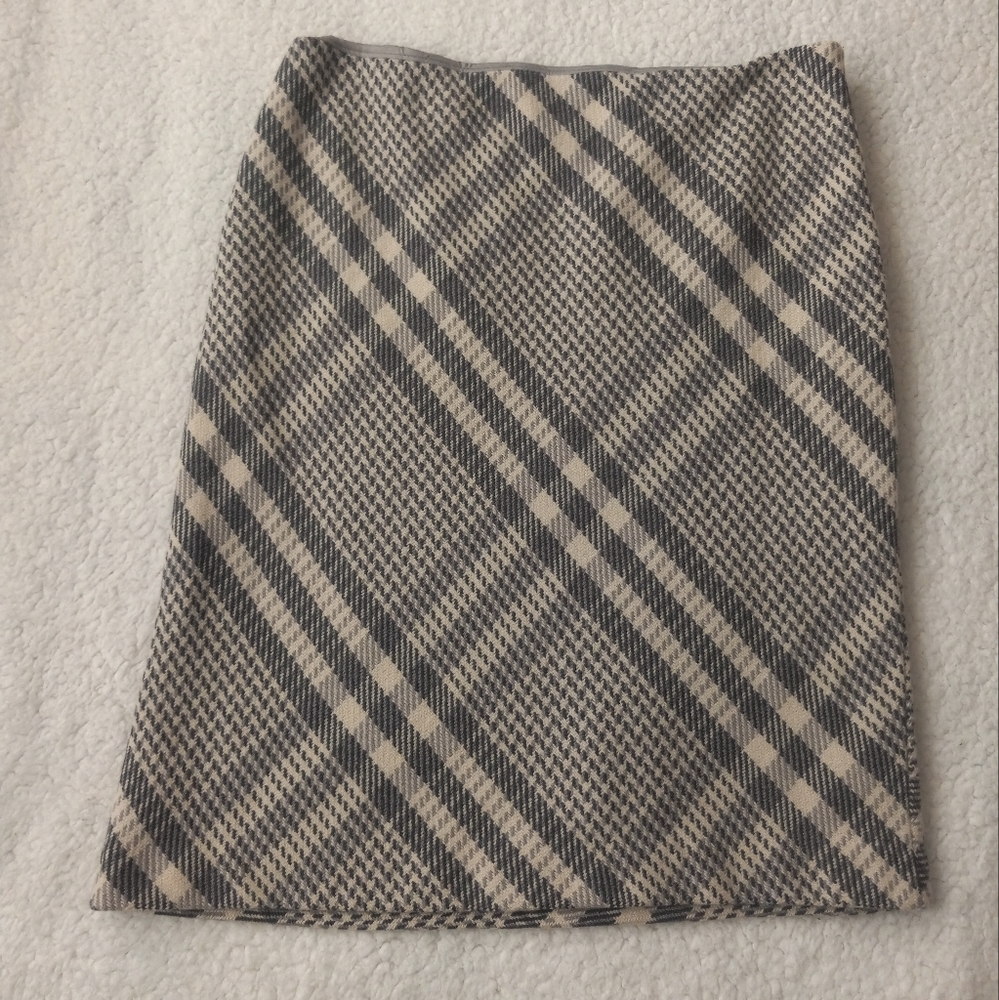 Ann Taylor Plaid Wool Blend Straight Skirt Size 6